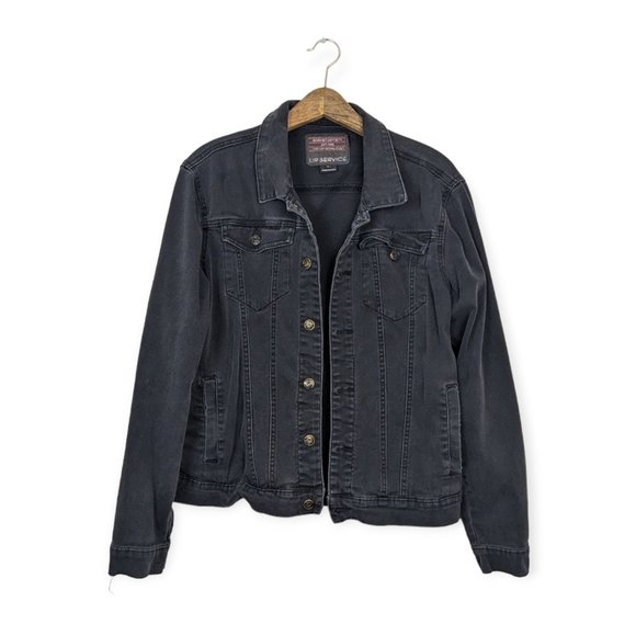Lip Service Jackets & Coats Lip Service Black Distressed Denim